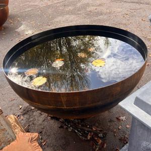 Corten Steel Lined Deep Curved Water Bowl